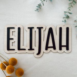 3d double Layer name plaque with wood and acrylic