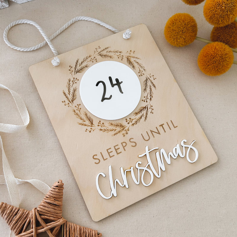 wooden christmas countdown board calendar