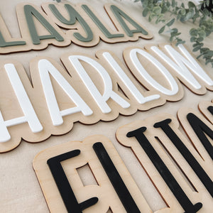 3d double Layer name plaque with wood and acrylic