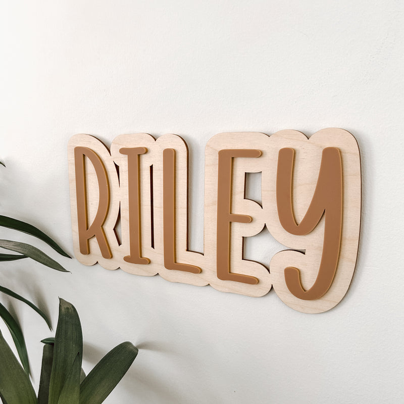 3d double Layer name plaque with wood and acrylic