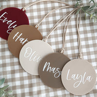 PERSONALISED CHRISTMAS ORNAMENTS BEIGE NATURAL XMAS BAUBLES