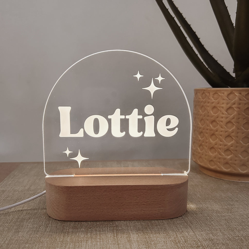 Personalised night light with name and stars