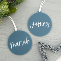 personalised blue acrylic name christmas ornament