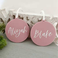 baby blush pink christmas bauble ornament