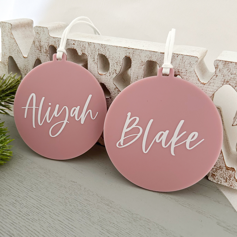 baby blush pink christmas bauble ornament