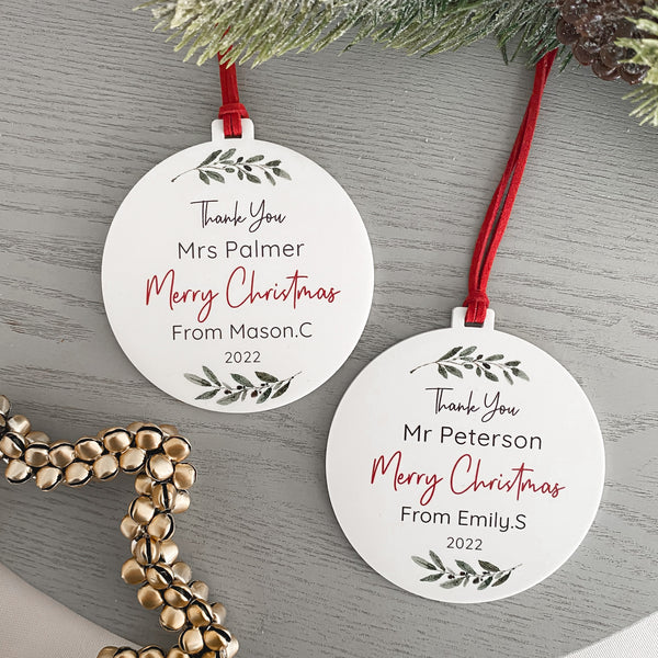 Personalised Teachers and Carers XMAS Ornaments | Custom Christmas ...